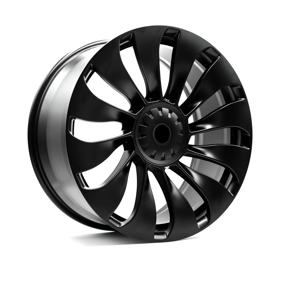 OE+ TL04 Matt Black complete wheel and tire package for Tesla Model Y