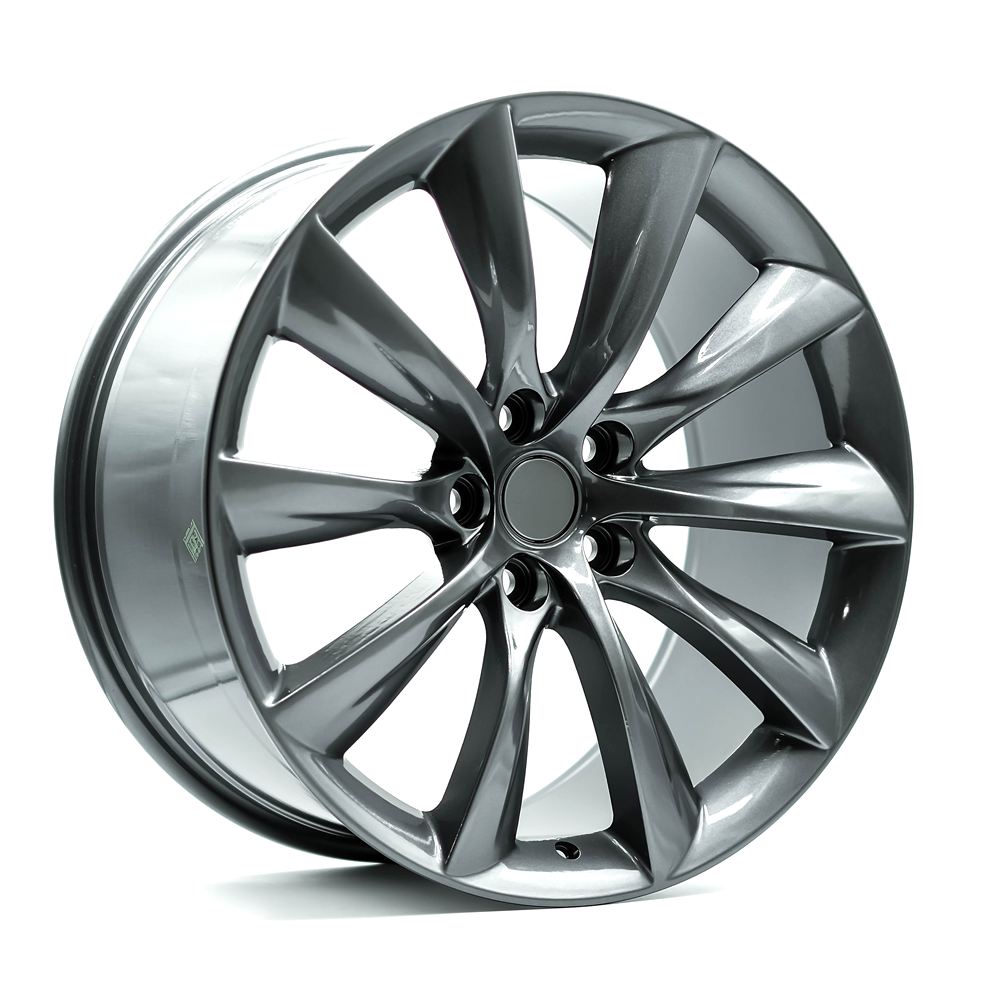 OE+ TL05 Gloss Gunmetal complete wheel and tire package for Tesla Model Y